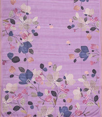 Lavender Printed Synthetic Tussar Silk Saree With Floral Motifs-SY0177