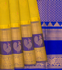 Mustard Handloom Chirala Soft Silk Saree With Checks-Mustard