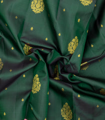 Bottle Green Handloom Korvai Kanchipuram Silk Saree With Zari Buttas-KA15954