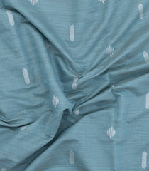Steel Blue Woven Art Linen Saree With Floral Buttas-BL5664