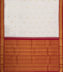 White Handloom Korvai Kanchipuram Silk Saree With Zari Buttas-KA15901