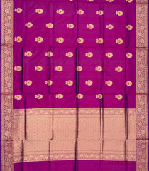 Purple Handloom Banarasi Silk Saree With Meena Floral Buttas