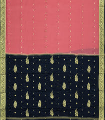 Peach Woven Mysore Silk Saree With Buttas & Contrast Border-MS3622