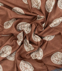 Brown Printed Synthetic Dola Saree With Zari Stripes & Border-BL5405