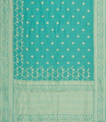 Turquoise Woven Synthetic Crepe Saree With Floral Vine Motifs-BL4850
