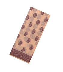 Light Peach Woven Tussar Silk Saree With Floral Motifs-TU3145