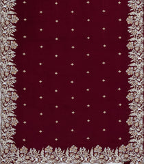 Maroon Woven Synthetic Blended Saree With Embroidered Motifs-EN2009