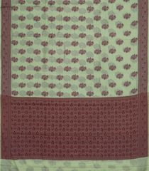 Mint Green Woven Tussar Silk Saree With Floral Motifs-TU3148