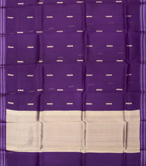 Dark Purple Handloom Banarasi Organza Silk Saree With Floral Motifs-BE1392