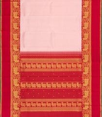 Baby Pink Handloom Korvai Kanchipuram Silk Saree With Zari Checks-KA15471