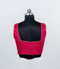 Pink Woven Ready Made Blended Raw silk Co Ord Blouse With Side String Shaper-RB5188