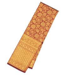 Maroon Handloom Kanchipuram Silk Saree With Floral Vine Motifs-KA13438