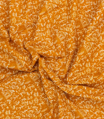 Mustard Printed Jaipur Cotton Saree With Printed Tribal Motifs-JC1748