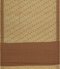 Beige Woven Tussar Silk Saree With Floral Motifs-TU3137