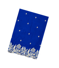 Blue Woven Synthetic Blended Saree With Embroidered Motifs-EN1991