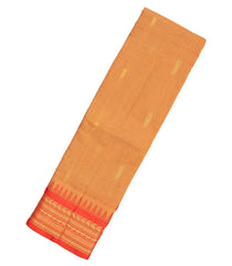 Mustard Woven Chirala Cotton Saree With Zari Buttas & Contrast Temple Border-CR1310