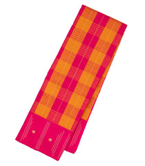 Pink & Mustard Handloom Soft Silk Saree With Stripes & Buttas-SO4278