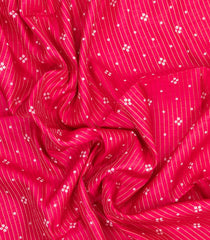 Red Printed Synthetic Dola Silk Saree With Zari Stripes & Border-SY0391