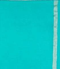 Turquoise Woven Synthetic Satin Saree With Floral Zari Motifs-BL4858