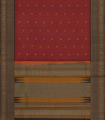 Rust Handloom Kanchipuram Silk Saree With Thread Work Border-KA15165