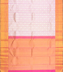 Lavender Handloom Korvai Kanchipuram Silk Saree With Floral Zari Motifs-KA15840