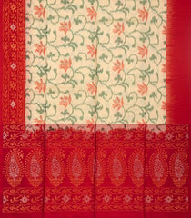 Cream Handloom Soft Silk Saree With Tie & Dye Floral Motifs