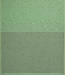 Cardamom Green Handloom Bengal Cotton Saree With Coin Buttas-BG1925-Cardamom Green
