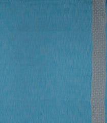 Blue Woven Art Linen Saree With Flower Motifs-BL5655