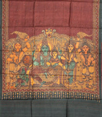 Dusty Pink Handloom Tussar Silk Saree With Printed Lord Ram Motifs-TU2688