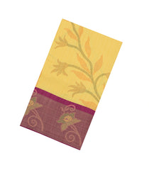 Yellow Printed Art Tussar Saree With Zari Border-BL5007