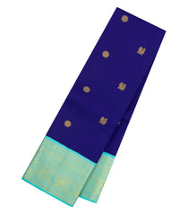 Dark Blue Handloom Korvai Kanchipuram Silk Saree With Buttas-KA16425