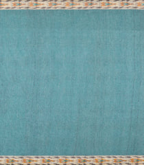 Turquoise Printed Art Dupion Saree With Floral Motifs-BL6130