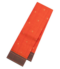 Orange Handloom Kanchipuram Silk Saree With Square Buttas-KA15695