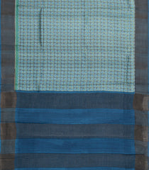 Cyan Woven Tussar Silk Saree With Printed Floral Motifs-TU3221