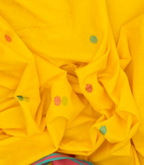 Lemon Yellow Handloom Bengal Cotton Saree With Floral Buttas-BG0994