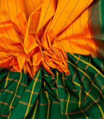 Mango Yellow Handloom Korvai Kanchipuram Silk Saree With Checks-KA13041