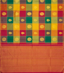 Multi Colour Handloom Kanchipuram Silk Saree With Checks & Buttas-KA16432