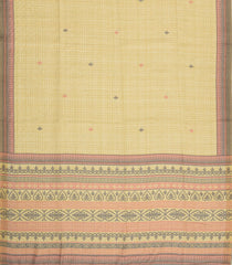 Yellow Printed Synthetic Tussar Silk Saree With Contrast Border-SY0137