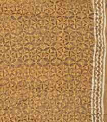 Sandal Handloom Chanderi Cotton Saree With Printed Motifs-CC1366