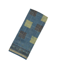 Blue Handloom Chanderi Cotton Saree With Printed Geometric Motifs-CC1216