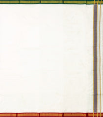 White Handloom Korvai Pure Silk 8 Yards Dhoti With 4 Yards Angavasthram-CD1554