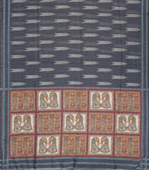 Grey Woven Art Linen Saree With Printed Pallu-BL3720