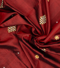 Maroon Handloom Pure Silk Saree With Hand Embroidery & Ikat Border-EN2117