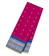 Pink Handloom Gadwal SICO Saree With Cotton Body & Silk Border-GA0384