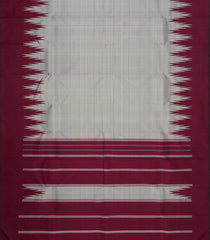 Grey Handloom Korvai Kanchipuram Silk Saree With Contrast Silk Temple Border-KA16835