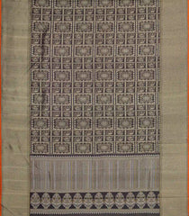 Black Handloom Kanchipuram Silk Saree With Bomkai Motifs-KA14608