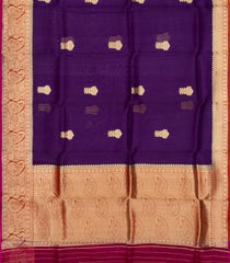 Purple Handloom Banarasi Organza Silk Saree With Floral Motifs-BE1574