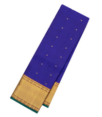Blue Handloom Kanchipuram Silk Saree With Kamalam Buttas-KA14513