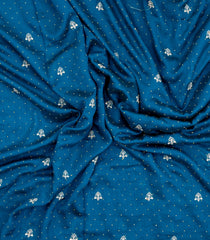 Blue Synthetic Vichitra Zari Embroidery With Stone Work-BL5469