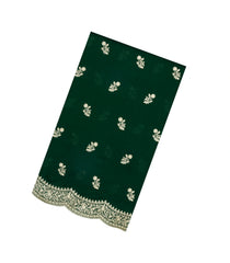 Dark Green Woven Synthetic Blended Saree With Embroidered Motifs-EN2071